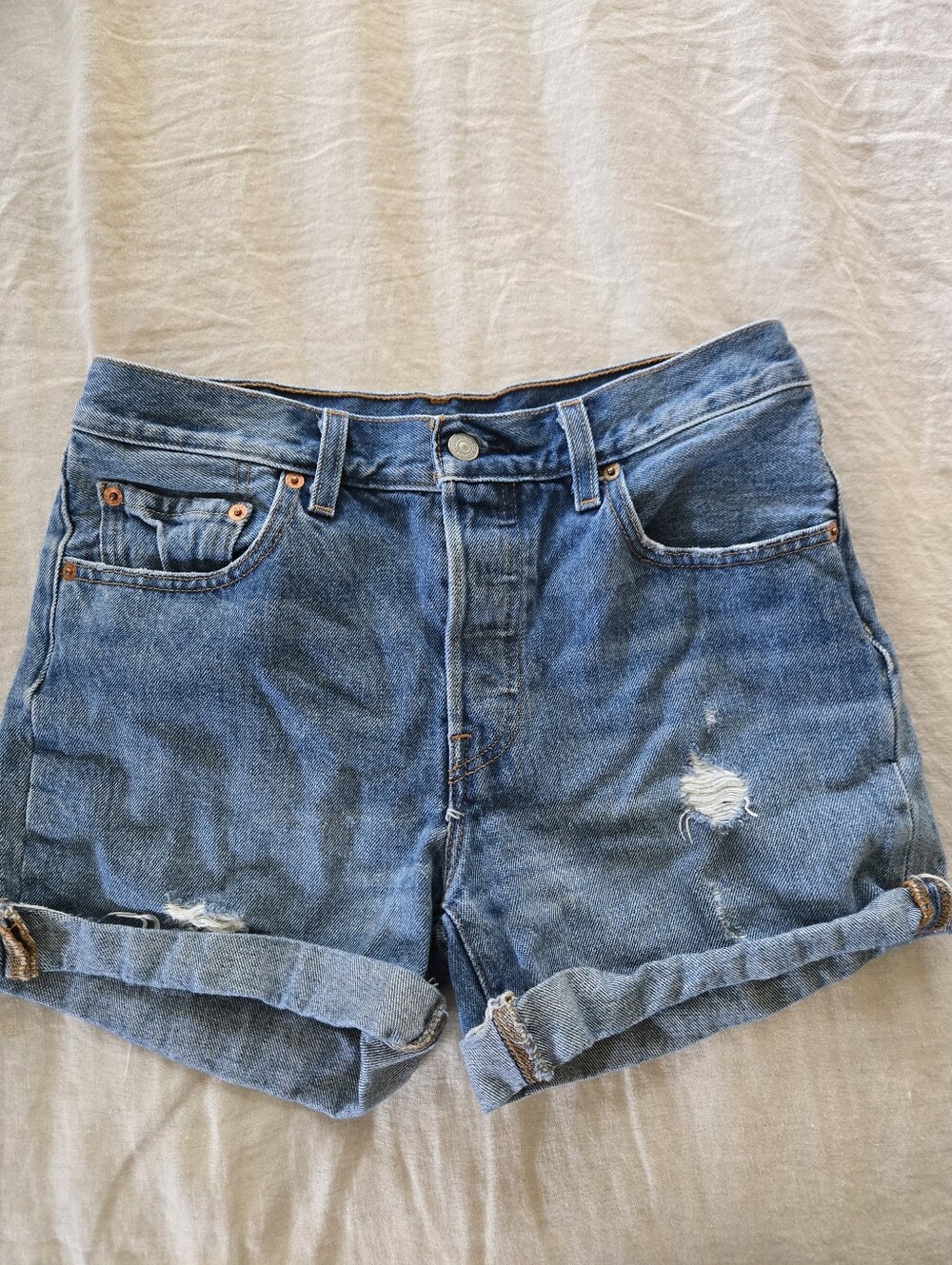 Classic Blue Denim Women's Rolled-Hem Shorts